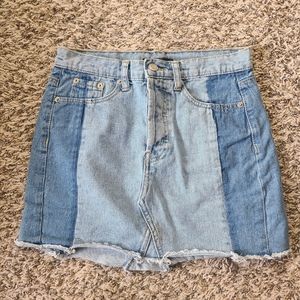 Two Toned Denim Mini Skirt